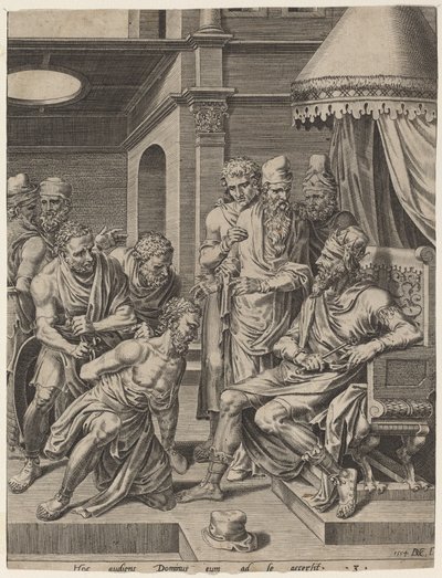 Le Serviteur impitoyable amené devant le roi - Dirck Volckertz Coornhert, after Maerten van Heemskerck