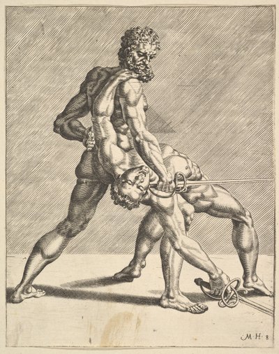 Deux escrimeurs, de Escrimeurs, planche 8 - Dirck Volkertsen Coornhert