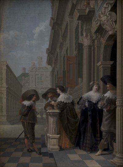 Conversation devant un palais - Dirck van Delen
