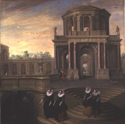 Femmes descendant des marches - Dirck van Delen