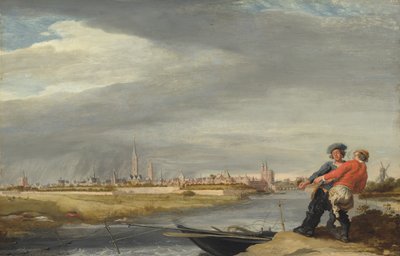 Tirant le filet, avec une vue de Zwolle - Dirk Hardenstein