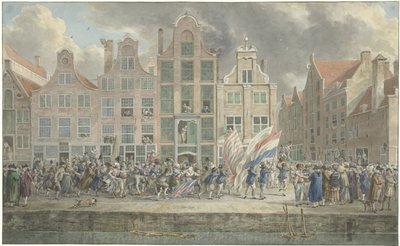 Manifestation anti-anglaise à Rotterdam, 2 mars 1781 - Dirk Langendijk (signed by artist)