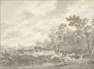 Une armée traverse un village - Dirk Langendijk