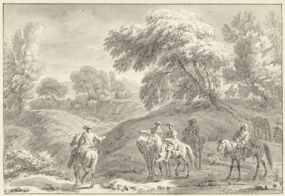 Paysage vallonné avec chasseurs à cheval - Dirk Maas