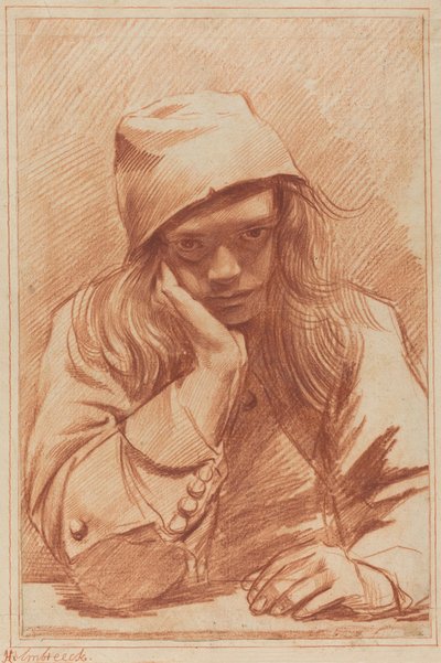 Autoportrait (craie rouge) - Dirk Theodor Helmbrecker