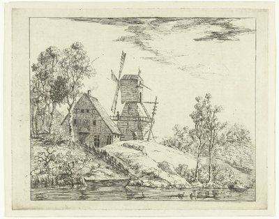 Paysage avec ferme et moulin à Holstein - Dirk Vis Blokhuyzen