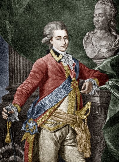 Alexander Dmitrievich Lanskoy (1758-1784) militaire russe, amant de Catherine II de Russie (document colorisé) - Dmitri Grigor