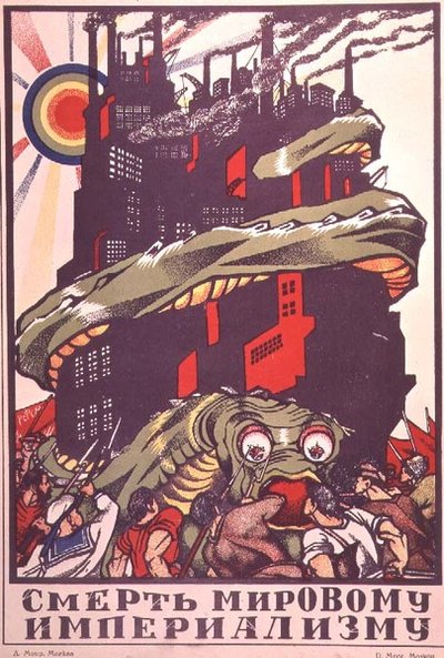 Affiche représentant un monstre enroulé autour d