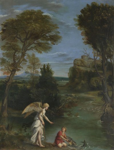 Paysage avec Tobie saisissant le poisson, c.1615 - Domenichino