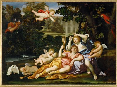 Renaud presentant un miroir a Armide - Rinaldo presents … - Domenichino (1581-1641)