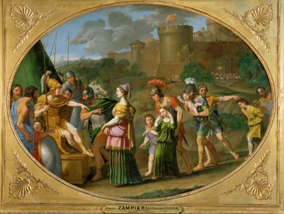 Timoclee captive amenee devant Alexandre - Timoclea est conduite devant Alexandre le Grand en tant que prisonnière ... - Domenichino (1581-1641)