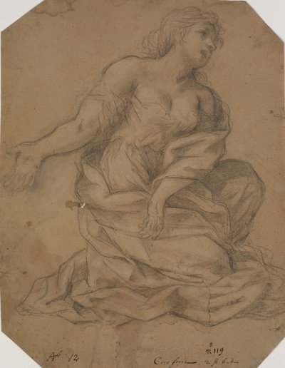 Putti, un ange en demi-figure et une tête de femme. Étude pour une Annonciation - Domenichino