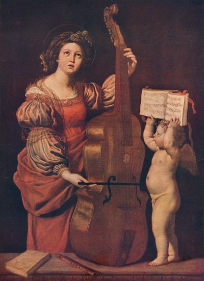 Sainte Cécile avec un ange tenant une partition musicale, 1617-1618 - Domenichino