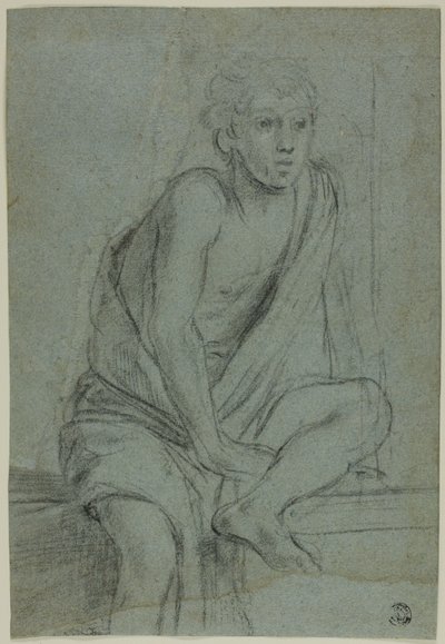 Jeune homme assis : Étude pour la flagellation de Saint André - Domenichino