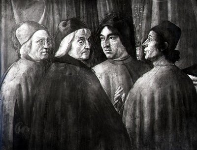Zacharie dans le temple, détail du groupe masculin - Domenico Ghirlandaio