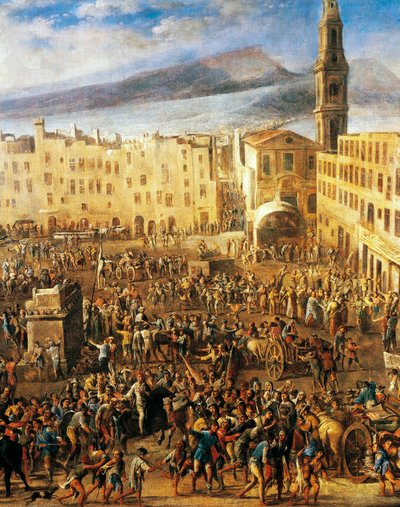 Piazza del Mercato à Naples, détail de la Révolte de Masaniello - Domenico (1612 75) Gargiulo