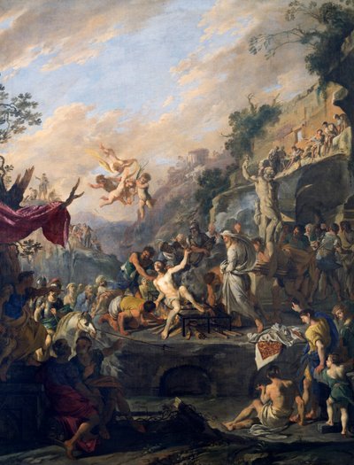 Martyr de Saint Laurent, peinture par Domenico Gargiulo dit Micco Spadaro, Italie - Domenico Gargiulo