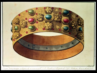 La couronne de fer de Lombardie qui a couronné Charlemagne en 777 et Napoléon en 1805 dans la cathédrale de Milan, gravée par D. Landini (aquatinte) - Domenico (after) Landini