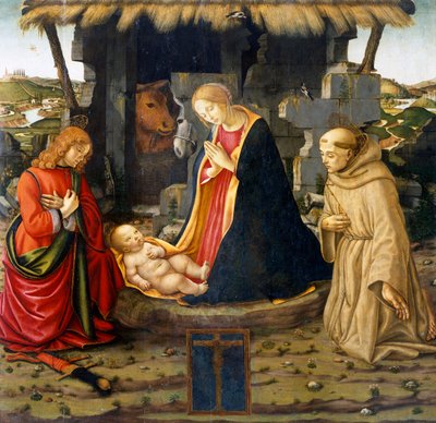 Nativité avec Saint François et Saint Julien - Domenico (workshop) Ghirlandaio