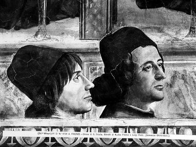 Portraits de Matteo Franco et Luigi Pulci (1432-84) du Cycle de la Vie de Saint François, c.1483 - Domenico Ghirlandaio