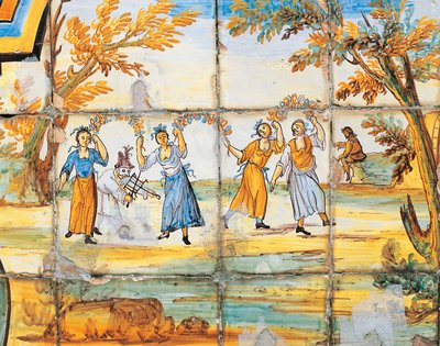 Détail de la décoration en majolique du Cloître des Clarisses - Domenico Antonio Vaccaro