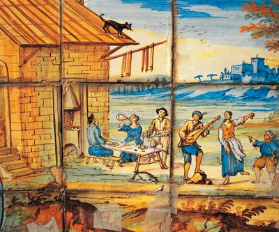 (détail) de la décoration en majolique du Cloître des Clarisses - Domenico Antonio Vaccaro