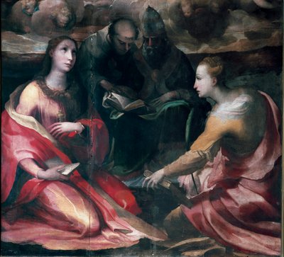 Le Christ couronnant la Vierge Marie et quatre saints (détail) - Domenico Beccafumi