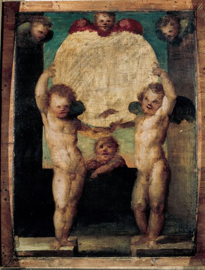 Putti reggimedaglione (Anges portant un médaillon au-dessus de leurs têtes) - Domenico Beccafumi
