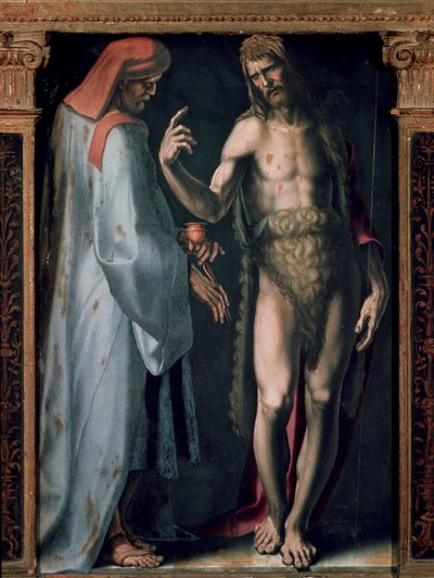 Triptyque de la Trinité, Détail panneau gauche : Saint Cosme et Saint Jean-Baptiste - Domenico Beccafumi
