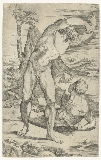 Deux hommes nus dans un paysage - Domenico Beccafumi