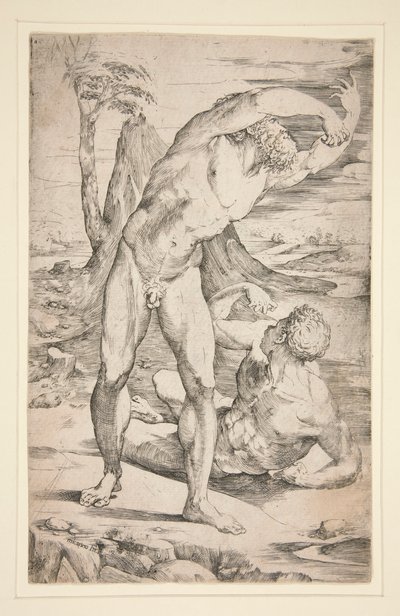 Deux hommes nus dans un paysage - Domenico Beccafumi