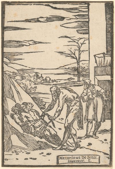Vulcain enchaîne les métaux capturés, feuille 4 de la série « De la Pirotechnia » - Domenico Beccafumi