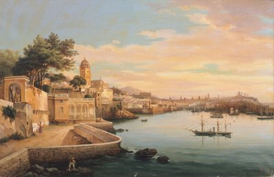 Vue de Gênes depuis les jardins du Palazzo Doria Pamphilj - Domenico Cambiaso