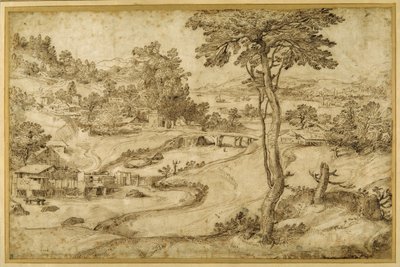 Paysage avec une rivière sinueuse - Domenico Campagnola