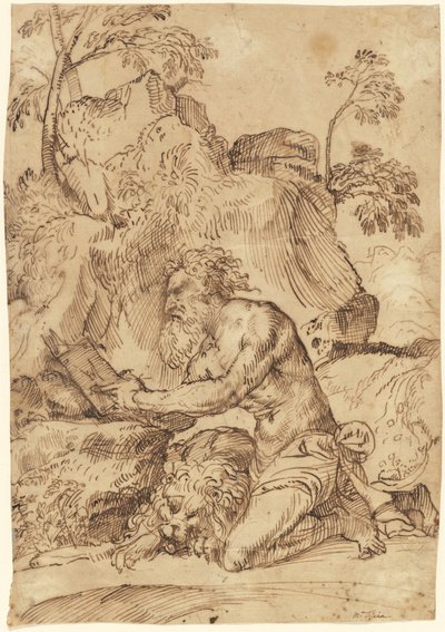 Saint Jérôme lisant dans le désert - Domenico Campagnola