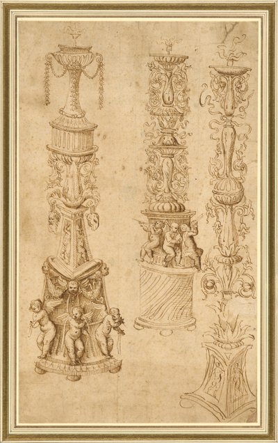 Études de trois chandeliers - Domenico Campagnola
