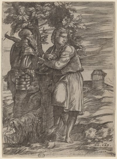Le Berger et le Vieux Guerrier - Domenico Campagnola