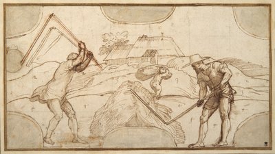 Deux paysans battant le grain - Domenico Campagnola