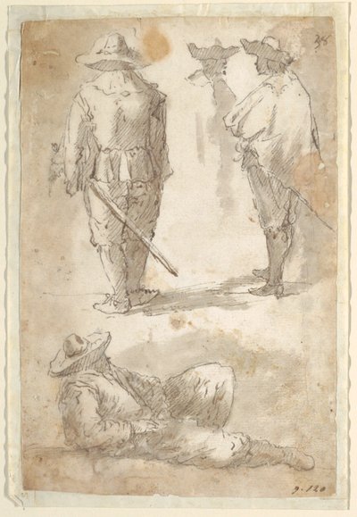 Études figuratives de soldats - Domenico Gargiulo, called Micco Spadaro