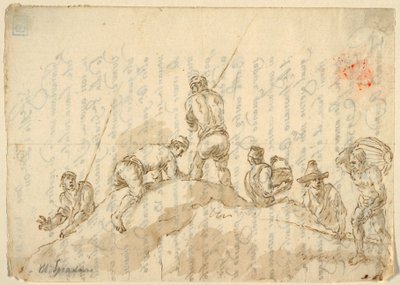 Figures sur une colline - Domenico Gargiulo, called Micco Spadaro