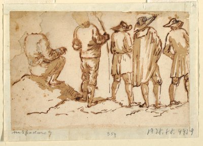 Cinq hommes - Domenico Gargiulo, called Micco Spadaro