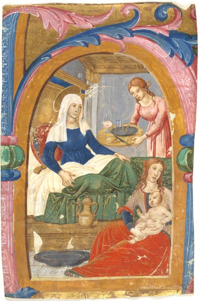La naissance de la Vierge dans une initiale H - Domenico Ghirlandaio