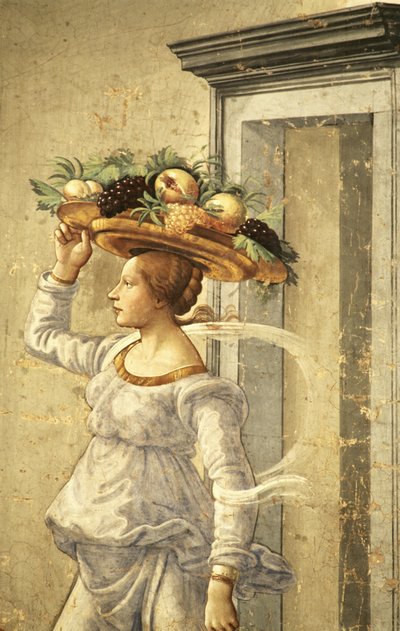 Femme portant des fruits, de la naissance de Saint Jean-Baptiste - Domenico Ghirlandaio