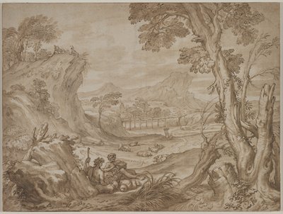 Paysage avec bergers - Domenico I Piola