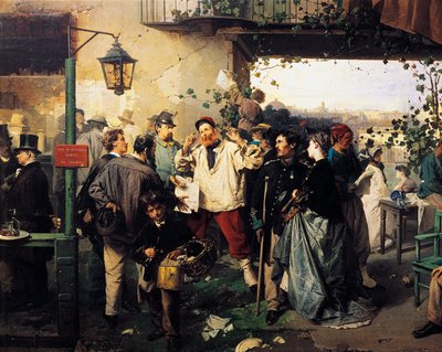 Nouvelles de la Paix de Villafranca, détail de la peinture par Domenico Induno (1815-1878) - Domenico Induno