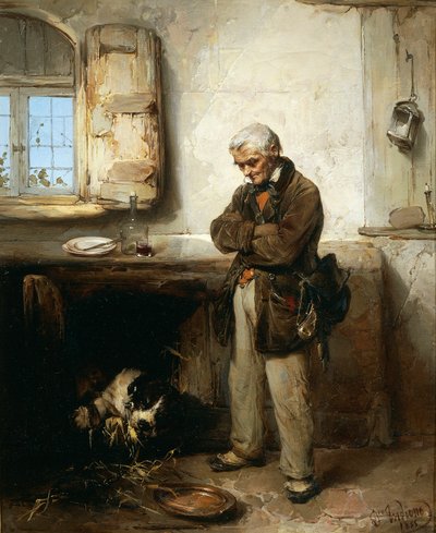 Vieil homme et chien - Domenico Induno