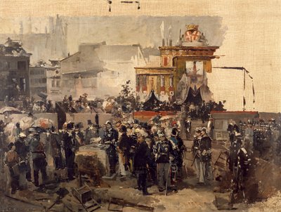 La pose de la première pierre de la Galleria Victor Emmanuel II à Milan, 7 mars - Domenico Induno