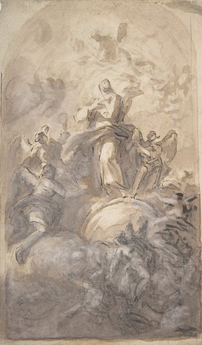 La Vierge Immaculée en Gloire recto, Esquisse d
