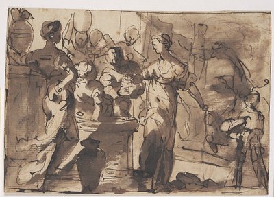 Éliézer et Rébecca au puits de la ville de Nahor - Domenico Piola