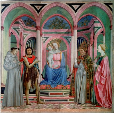 Retable de Santa Lucia dei Magnoli : Madone et Enfant avec Sainte Lucie, Saint François, Jean-Baptiste et Saint Zanobi - Domenico Veneziano